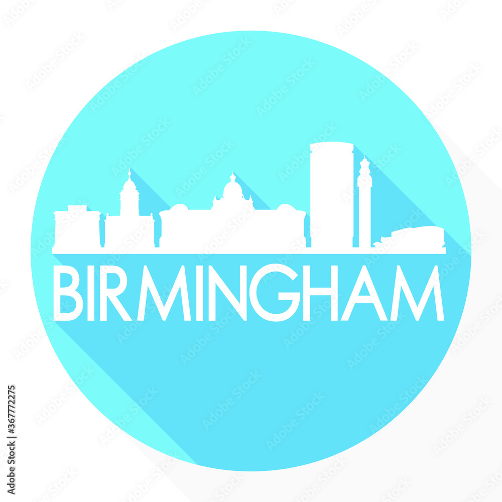 Birmingam England United Kingdom Flat Icon Skyline Silhouette Design City Vector Art.