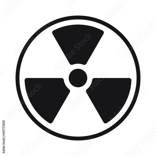 Radioactive symbol icon. Nuclear radiation warning sign. Atomic energy logo. Painted and ink grunge style. Vector illustration image. Isolated on white background.
