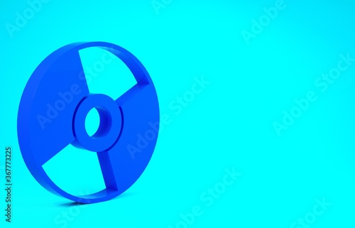 Blue CD or DVD disk icon isolated on blue background. Compact disc sign. Minimalism concept. 3d illustration 3D render.