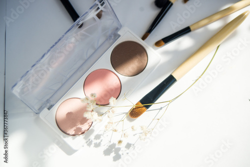 make-up palette and brushes