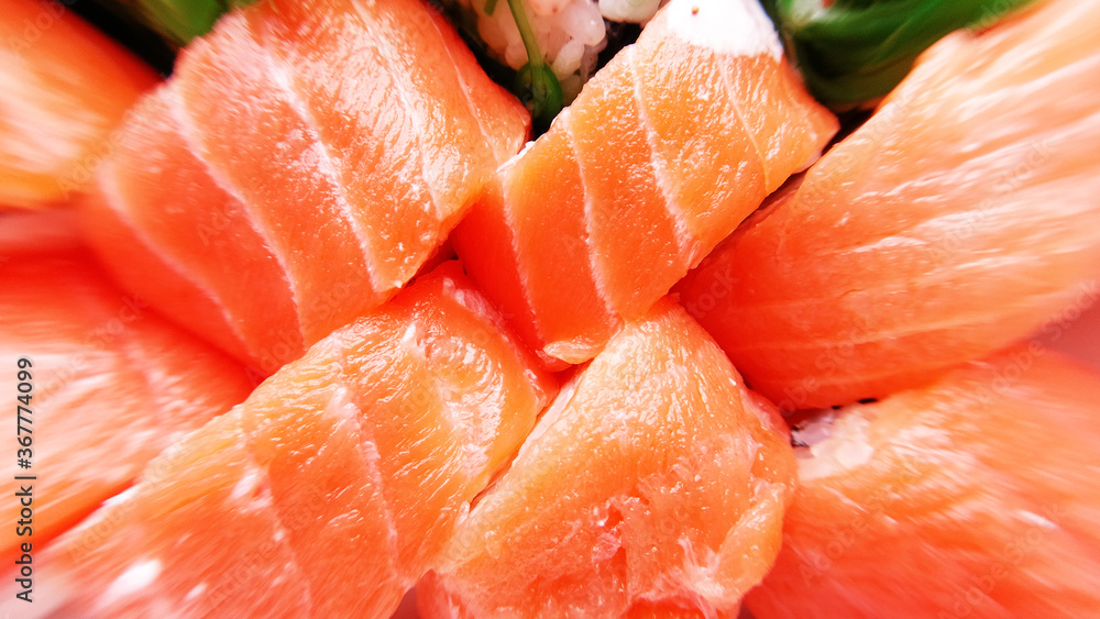 Roll Philadelphia with cream cheese and fresh salmon Roll Philadelphia with cream cheese and fresh salmon