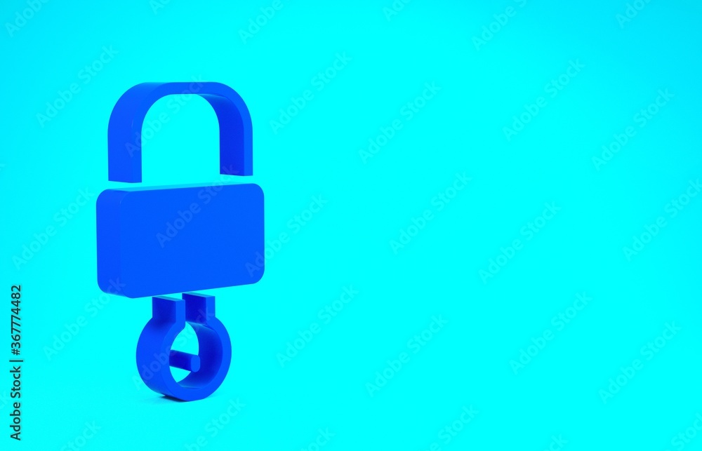 Blue Lock and key icon isolated on blue background. Padlock sign. Security, safety, protection, privacy concept. Minimalism concept. 3d illustration 3D render. Blue Lock and key icon isolated on blue background. Padlock sign. Security, safety, protection, privacy concept. Minimalism concept. 3d illustration 3D render.