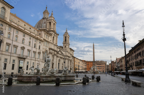 Piazza navona, in the city of Rome, empty due the pandemic