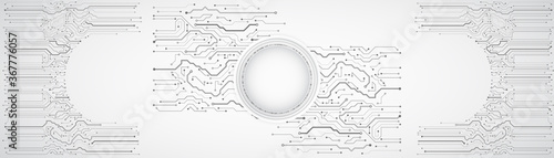 Vector design circuit board. Wide modern futuristic, engineering background. Futuristic digital science technology concept. Hi tech digital background. Technology illustration esp 10.