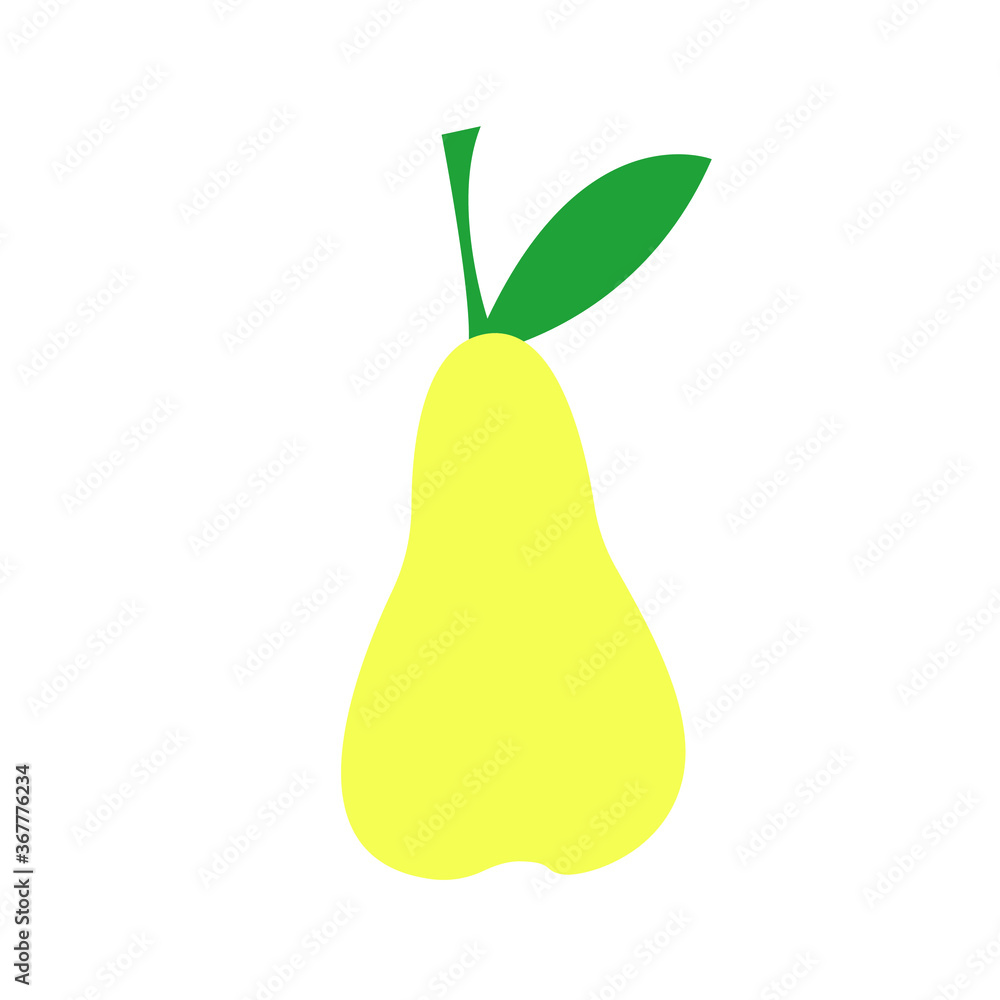 pear with leaf vector isolated on white background pear with leaf vector isolated on white background