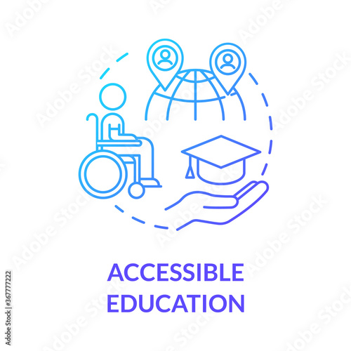 Accessible education concept icon. Elearning accessibility. Digital lessons. Barrier free. Distance education idea thin line illustration. Vector isolated outline RGB color drawing