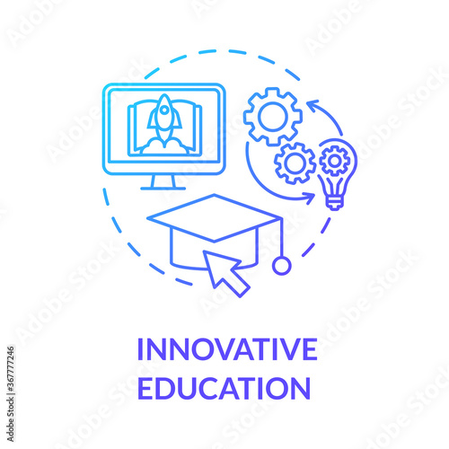 Innovative education concept icon. Elearning and digital learning. Nontraditional educational environment idea thin line illustration. Vector isolated outline RGB color drawing