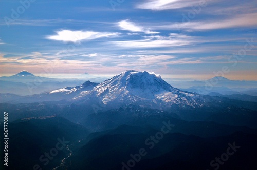 Mount Rainier with Mt Hood  Mat St Helens and Mt Adams