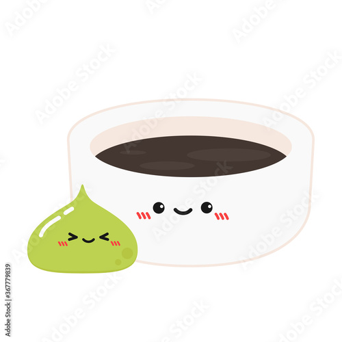 Wasabi and Shoyu sauce character. wasabi vector