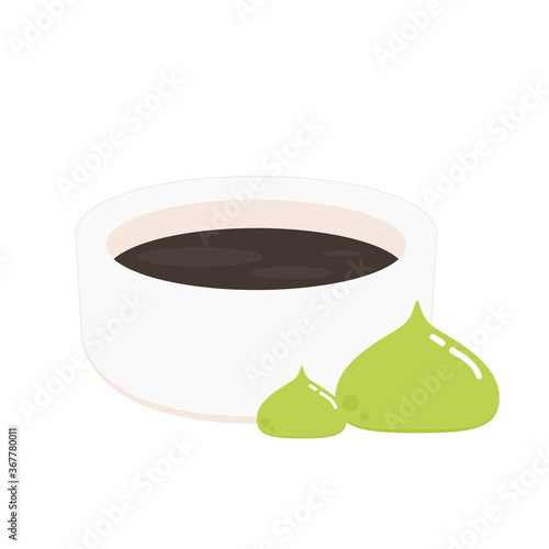 Wasabi and shoyu sauce. wasabi vector