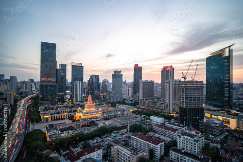 Canvas Print city skyline in shanghai china