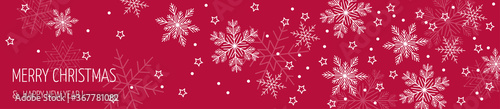 Extra wide Christmas banner. New Year s illustration. Snowflakes.