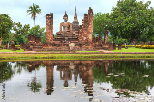 Wat Mahathat temple complex  Sukhothai Historical Park  Thailand