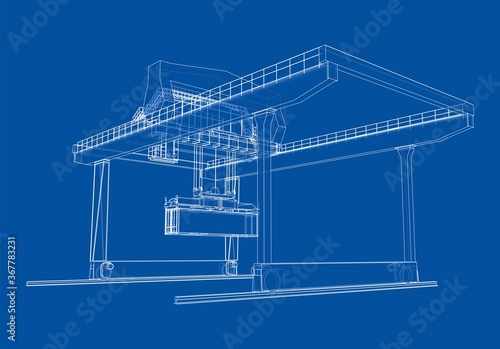 Bild auf Leinwand Rail-mounted gantry container crane outline