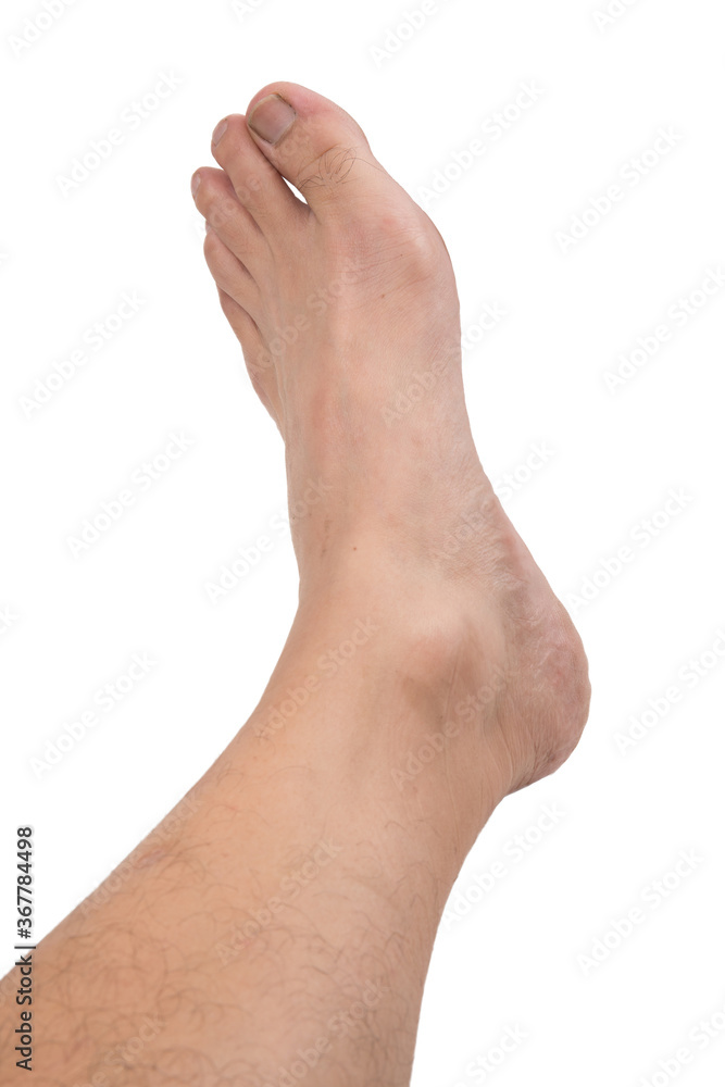 Man foot on a white background Man foot on a white background
