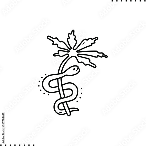 Cannabis art vector icon in outlines