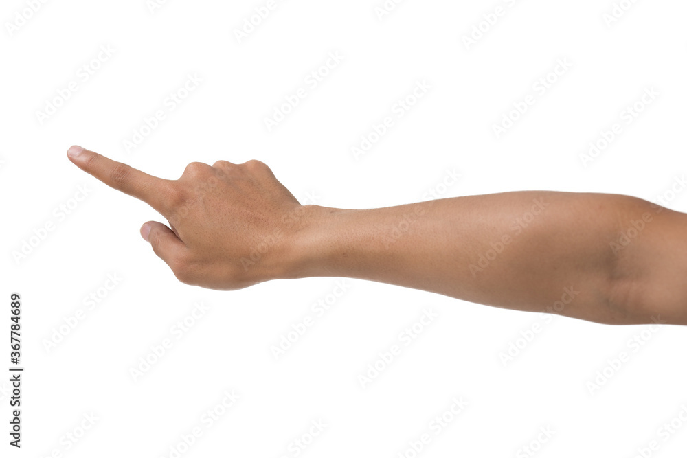 man hand touching isolated on white background man hand touching isolated on white background