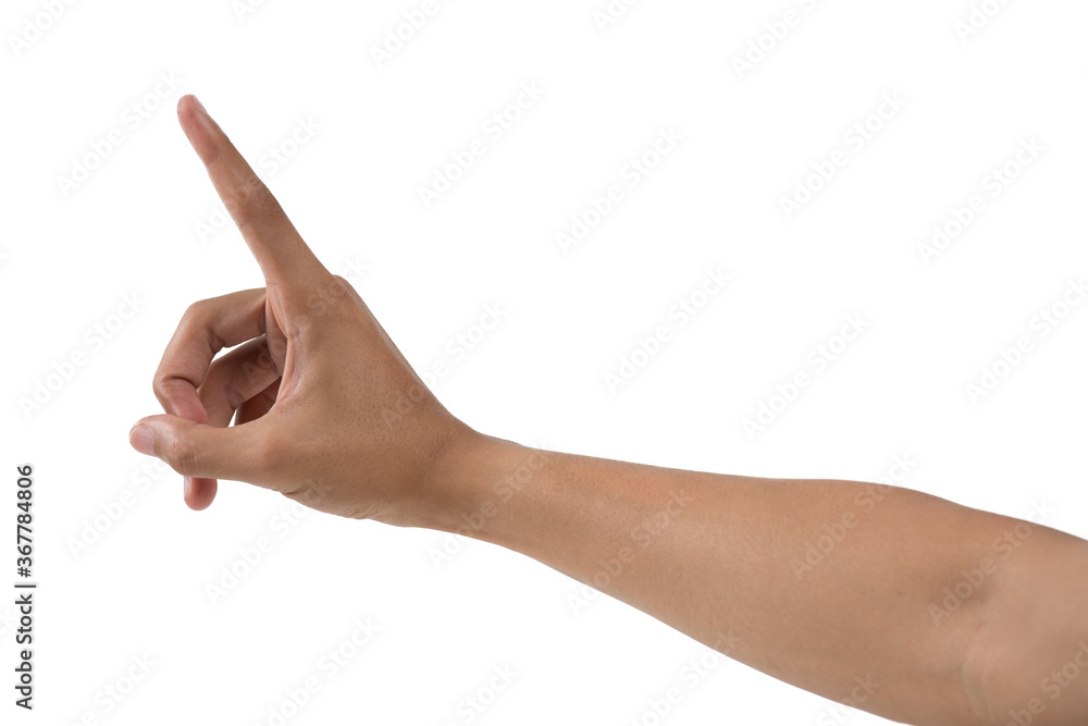 man hand touching isolated on white background man hand touching isolated on white background