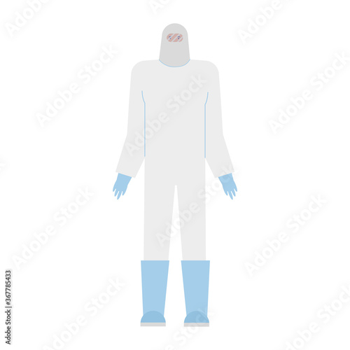 professional worker with biosafety suit character