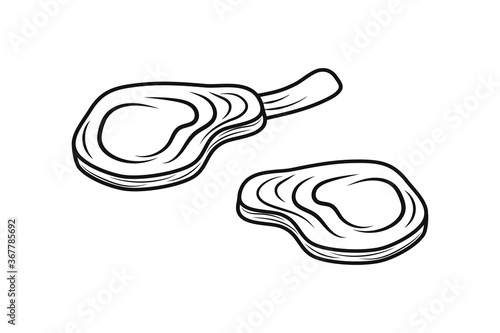 Outline steak set icon isolated on white. Stencil food. Sketch vector stock illustration. EPS 10