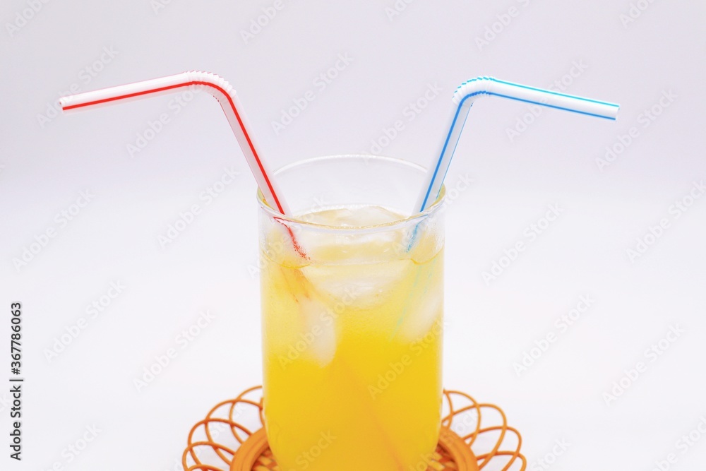オレンジジュース ストロー2本 オレンジジュース ストロー2本