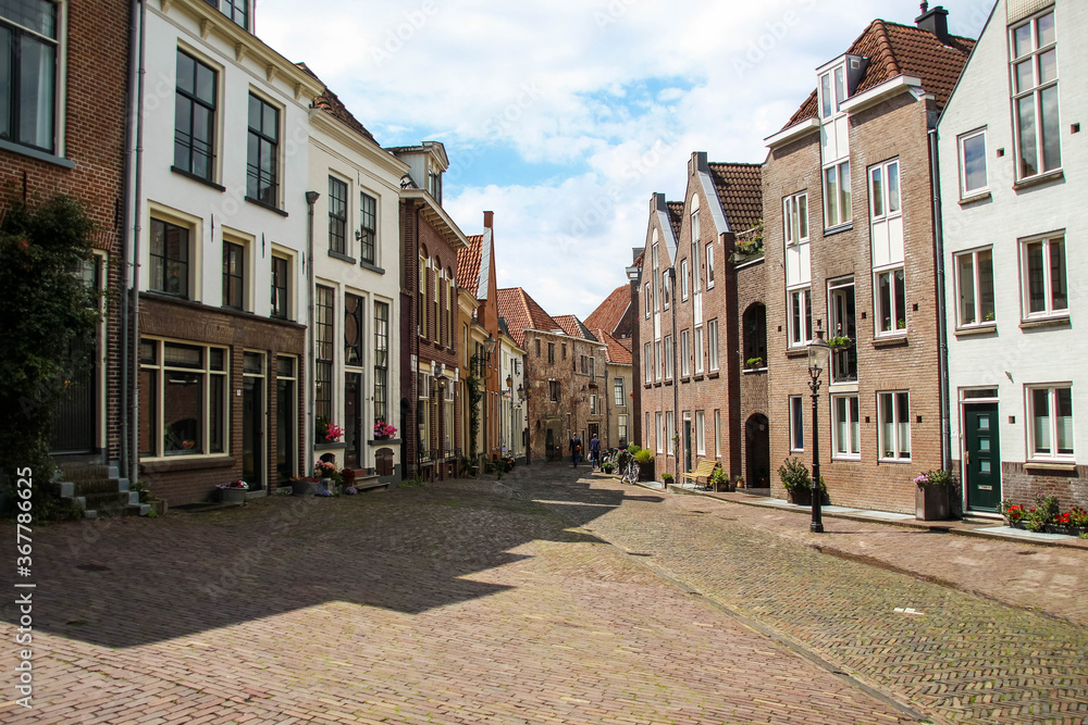 Deventer, Netherlands - July 11 2020: The ancient city center of Deventer, The Netherlands