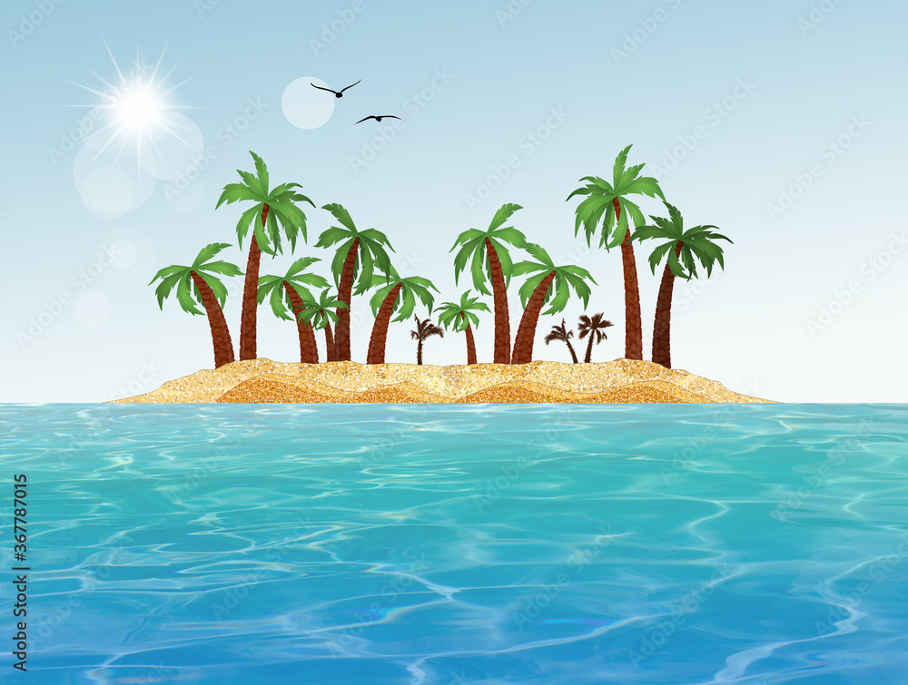 Obraz premium illustration of the island on the horizon