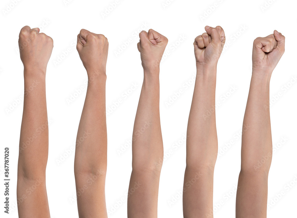 Set of woman fist isolated on white background Set of woman fist isolated on white background
