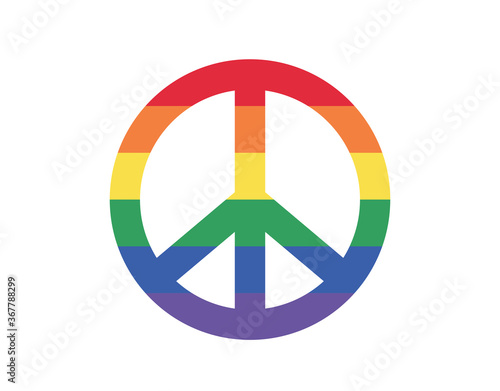 Peace icon. Colour vector peace icon.  LGBT flag peace sign vector design. 
