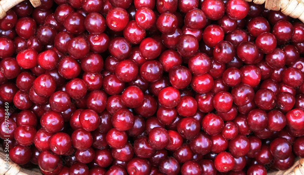 red cherries in a basket