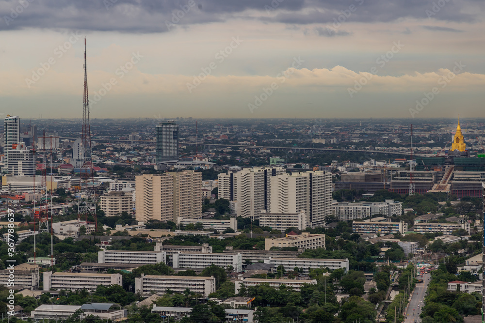Bangkok, Thailand - Jul 25, 2020 : City view of Bangkok before the sunset creates energetic feeling to get ready for the day waiting ahead. Selective focus.