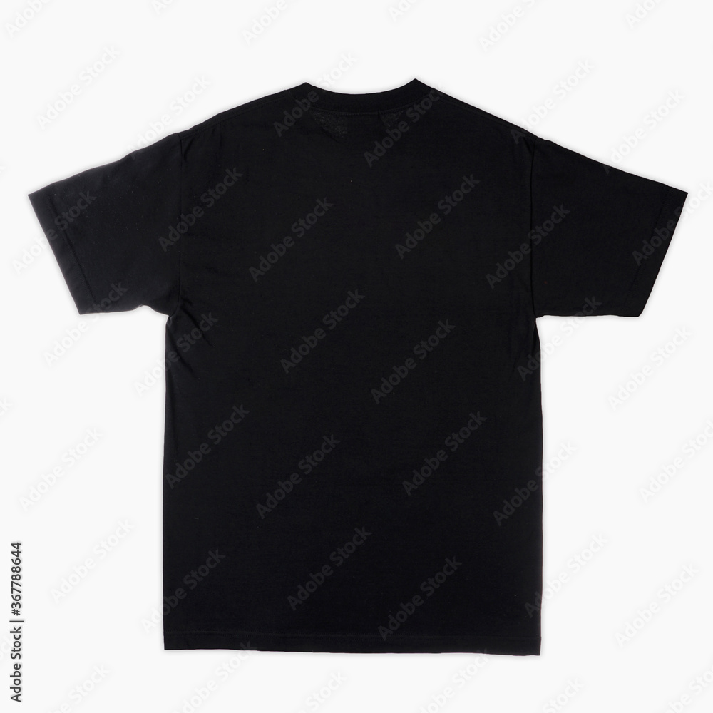 Blank T Shirt color black template front and back view on white background Blank T Shirt color black template front and back view on white background