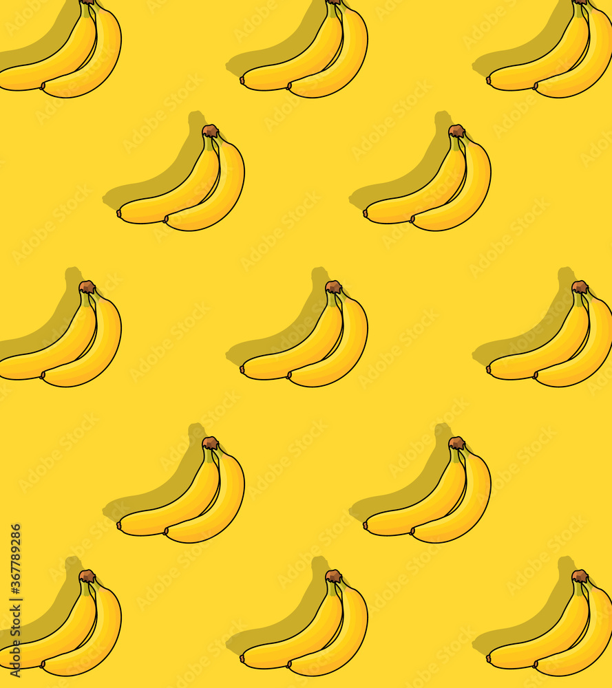 Pattern with banana. Vector illustrations design background