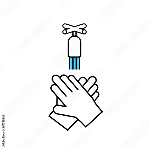 Hand washing for cleanliness and preventing infection in flat simple design