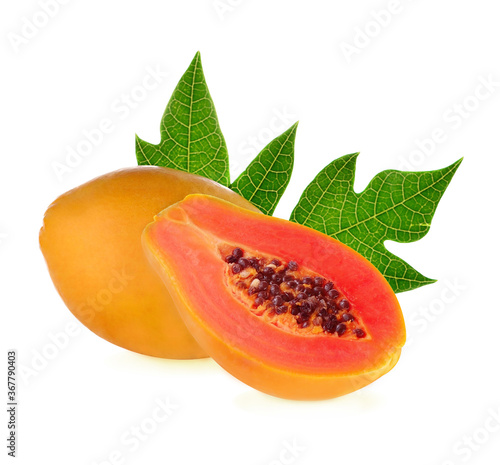Papaya fruits isolated on white background.