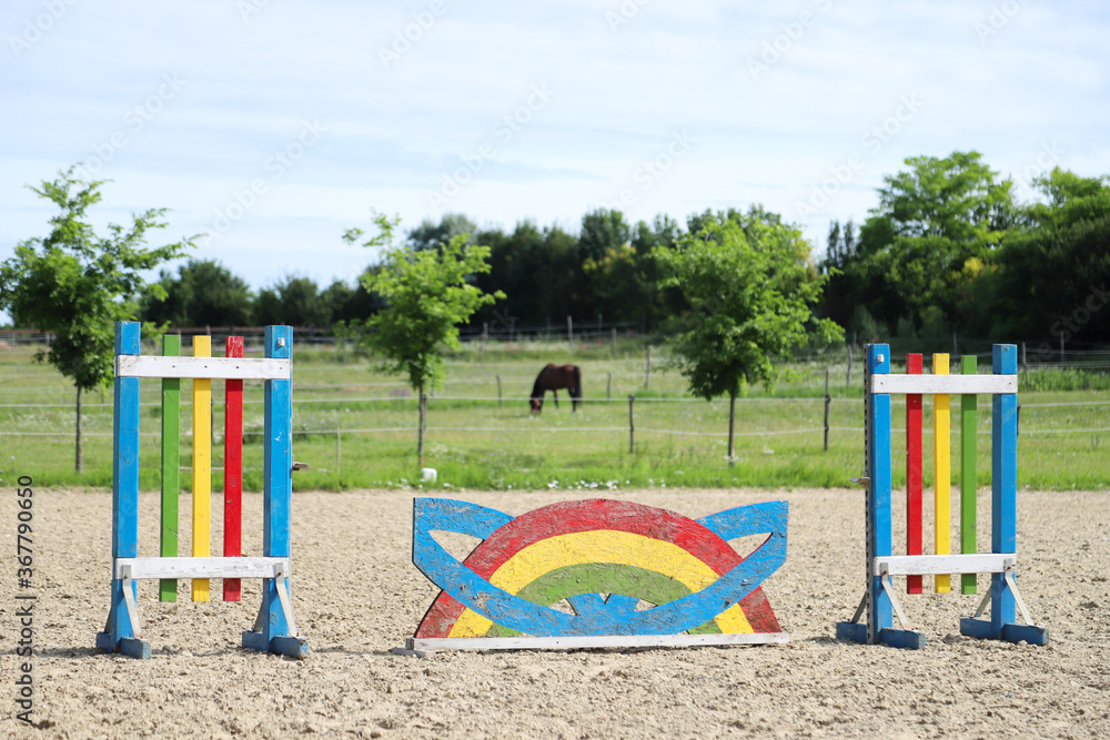 Accesories for horse trainings and events in rural equestrian training centre