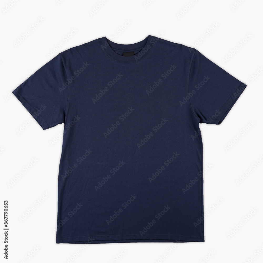 Blank T-Shirt color navy blue template front and back view. blank t ...