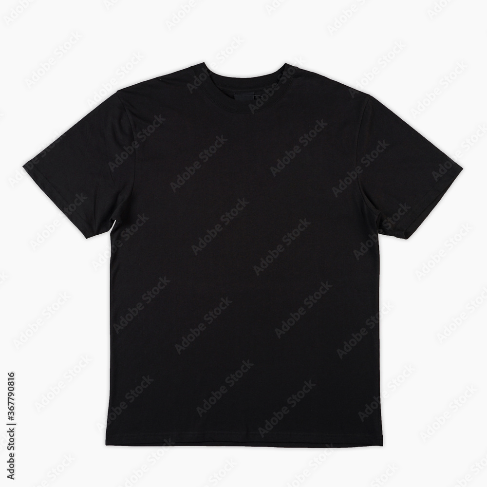 Blank T Shirt color black template front and back view on white background Blank T Shirt color black template front and back view on white background