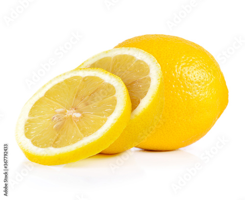 fresh lemons isolated on white background.