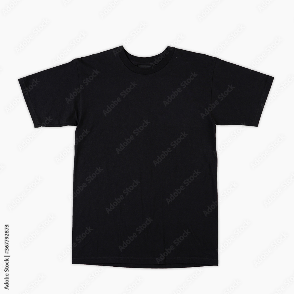 Blank T Shirt color black template front and back view on white background Blank T Shirt color black template front and back view on white background