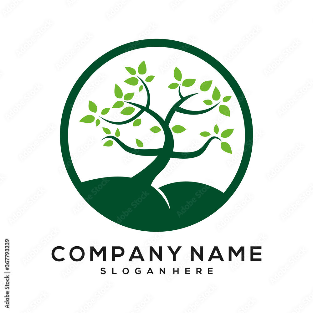 Obraz premium tree logo in circle symbol
