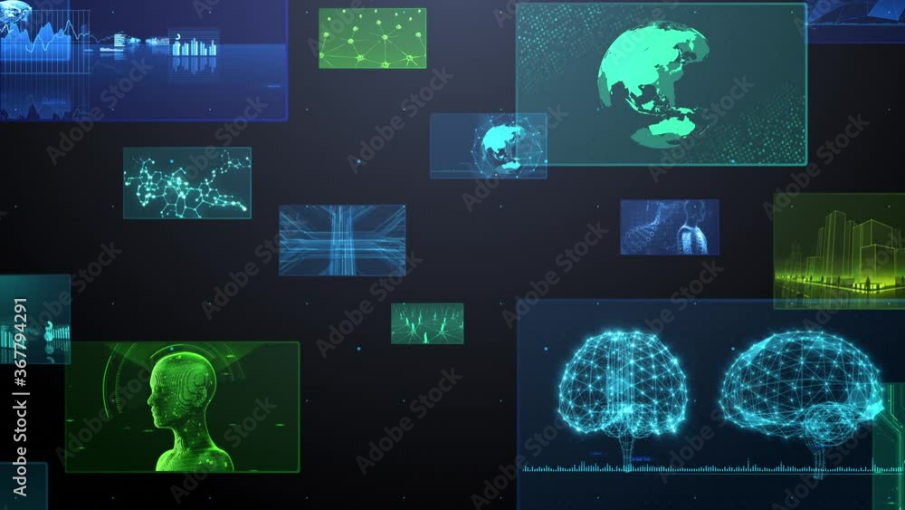 Digital Network Technology AI 5G data communication concepts background.