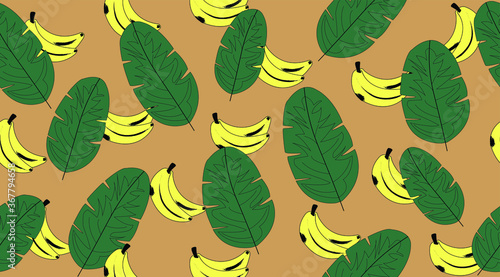 banana leaves seamless pattern  vector