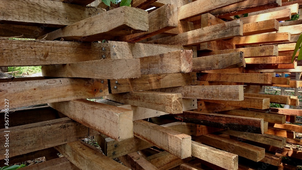 A neatly arranged pile of wood for casting A neatly arranged pile of wood for casting
