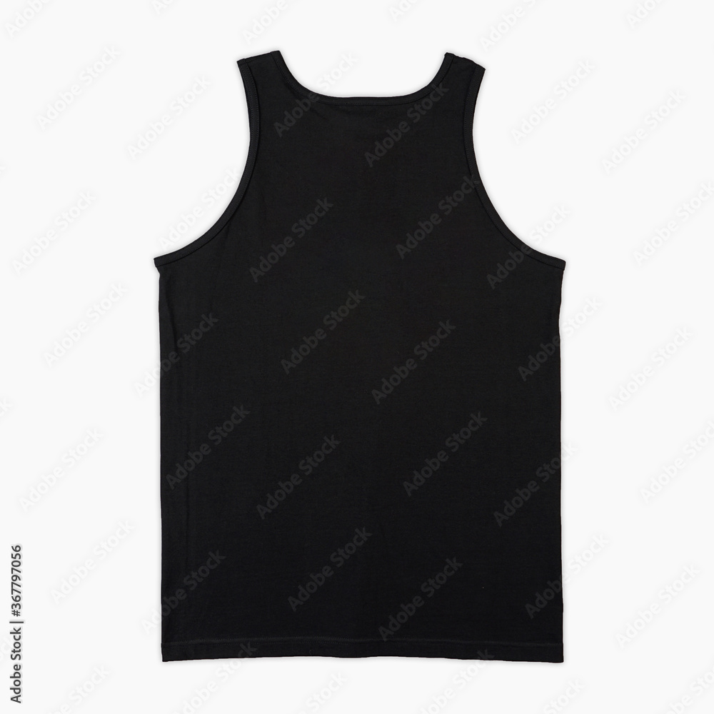 black singlet template front and back view isolated on white background. black tank top without sleeves taken from the top view. Blank singlet set isolated, mock up singlet for print or logo design. black singlet template front and back view isolated on white background. black tank top without sleeves taken from the top view. Blank singlet set isolated, mock up singlet for print or logo design.