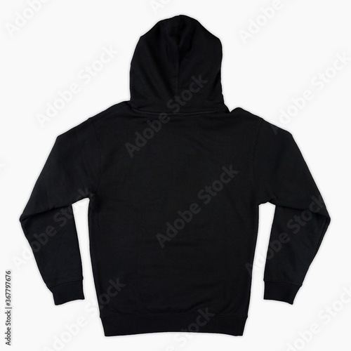 Blank black male hooded sweatshirt long sleeve with clipping path, mens hoody with zipped for your design mockup for print, isolated on white background. Template sport winter clothes. Blank hoodie.