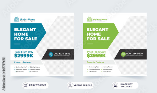Real Estate Social Media Post Layout template design.