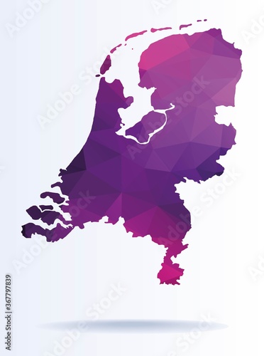 Low poly map of Netherlands