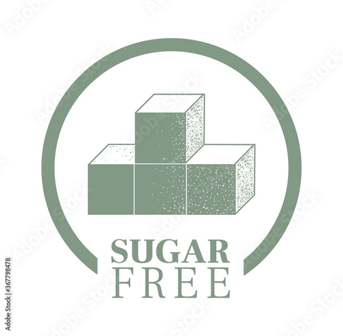 Sugar free food packaging stamp or sticker. Product label