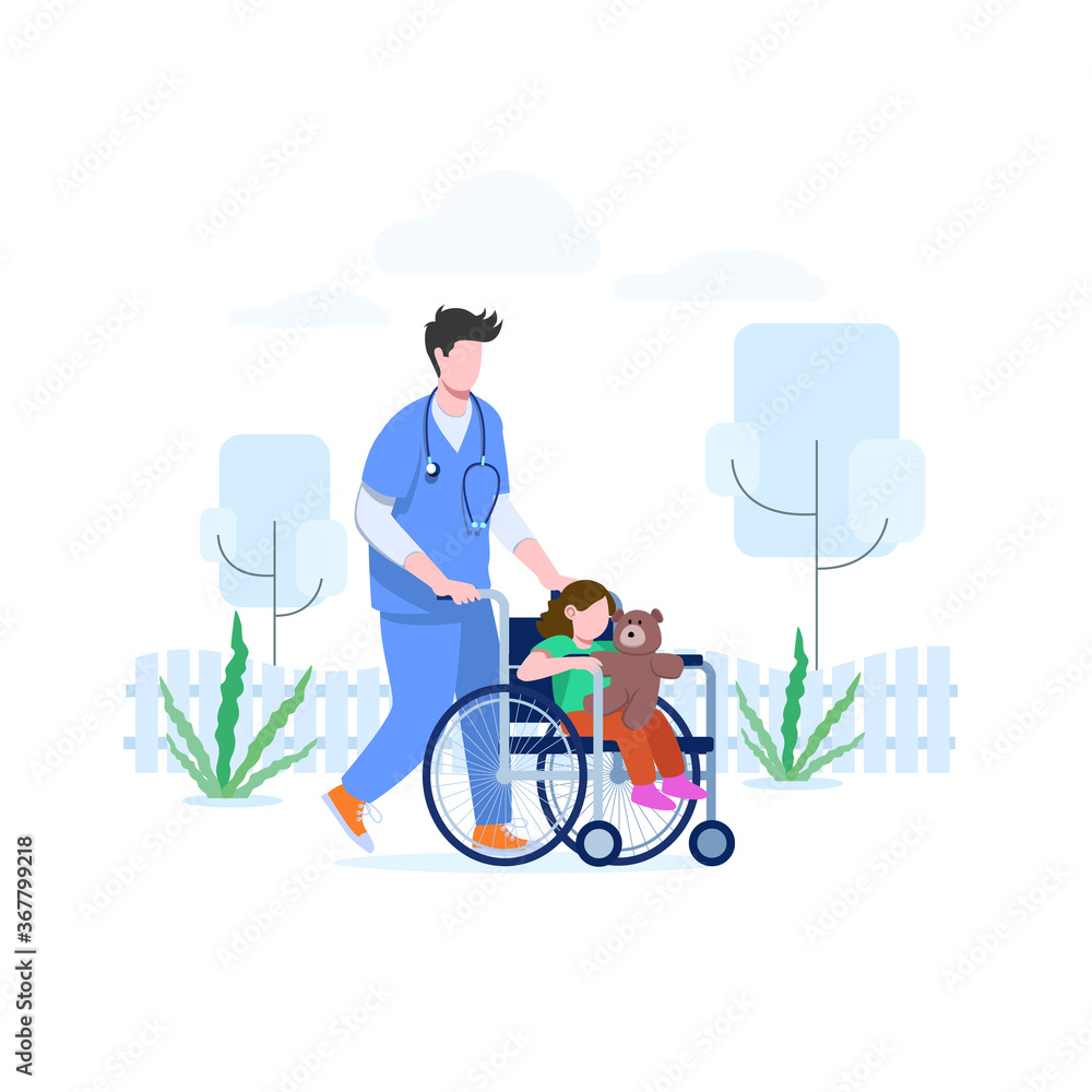 Doctor And Children In Wheelchair Doctor And Children In Wheelchair